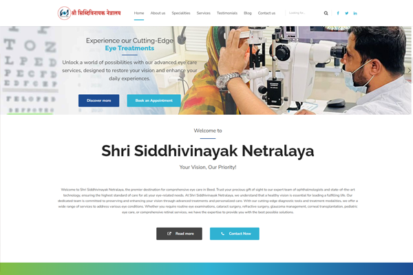 Eye Hospital website design